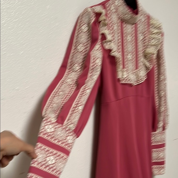 70s Pink and Cream Ruffled Tiered Maxi Dress - Picture 6 of 9